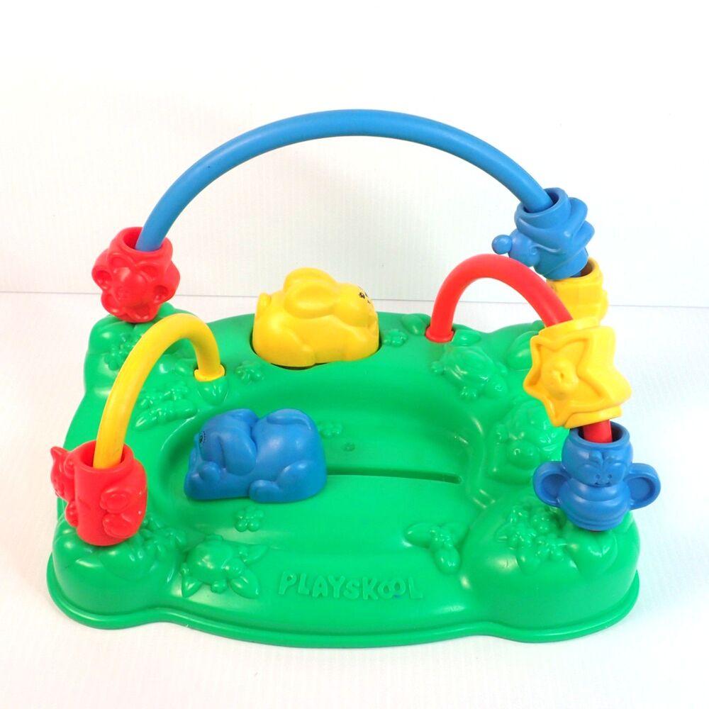 Vintage 1991 Playskool Busy Baby Learning Toy w/Squeak Bunny & Click Clack Puppy
